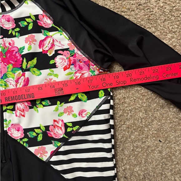 Floral Stripe Long Sleeve Dance/Gymnastic Costume - Picture 4 of 5
